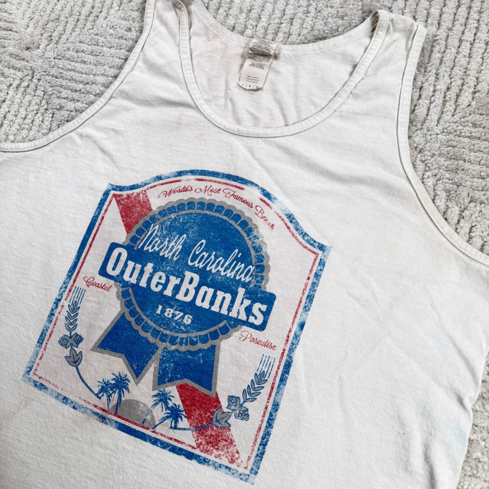 Outer Banks Tank Top Mens L North Carolina Beach Surf Coastal Retro Distressed